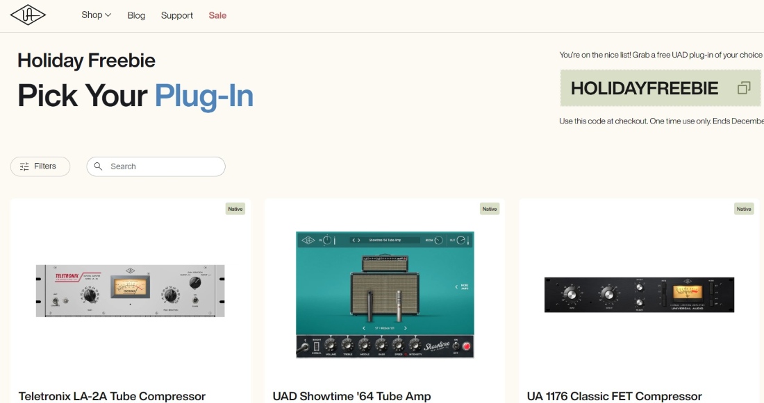 Gratis een UAD native plugin naar keuze